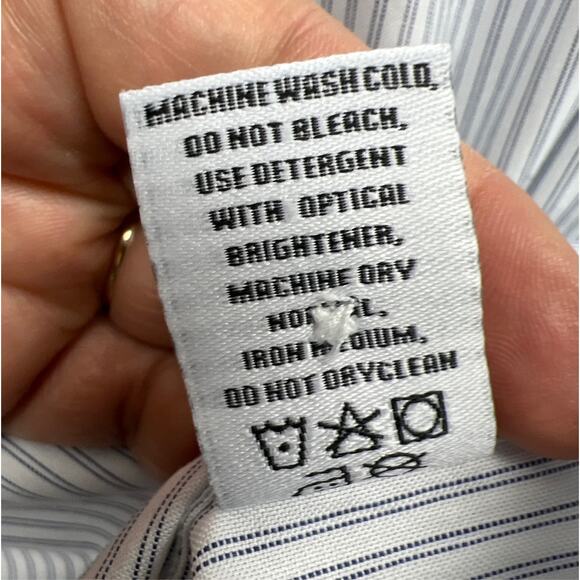 Psycho Bunny Double Pinstripe Single Needle White & Blue Button Up Shirt Size S - Picture 12 of 12